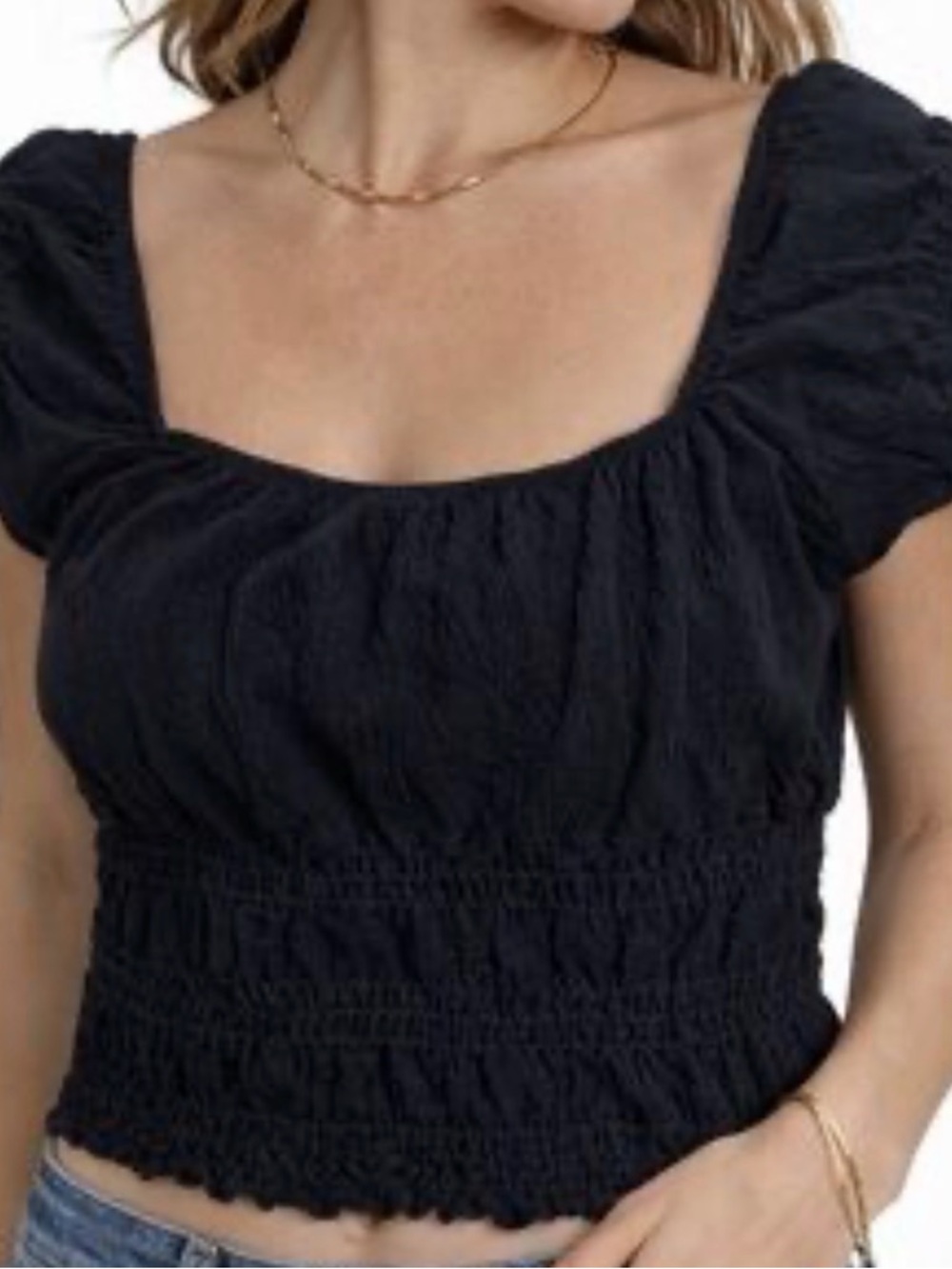 Billabong Black Smocked Square Neck Tank